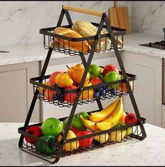 Rangement de Cuisine en Inox Noir à 3 Étagères support rangement fruits légumes
