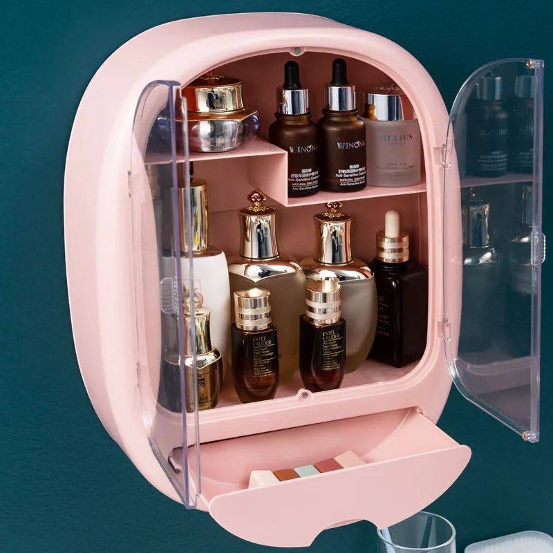 منظم مستحضرات التجميل للحمام، صندوق تخزين المكياج Organisateur de cosmétiques pour salle de bain, boîte de rangement de maquillage murale