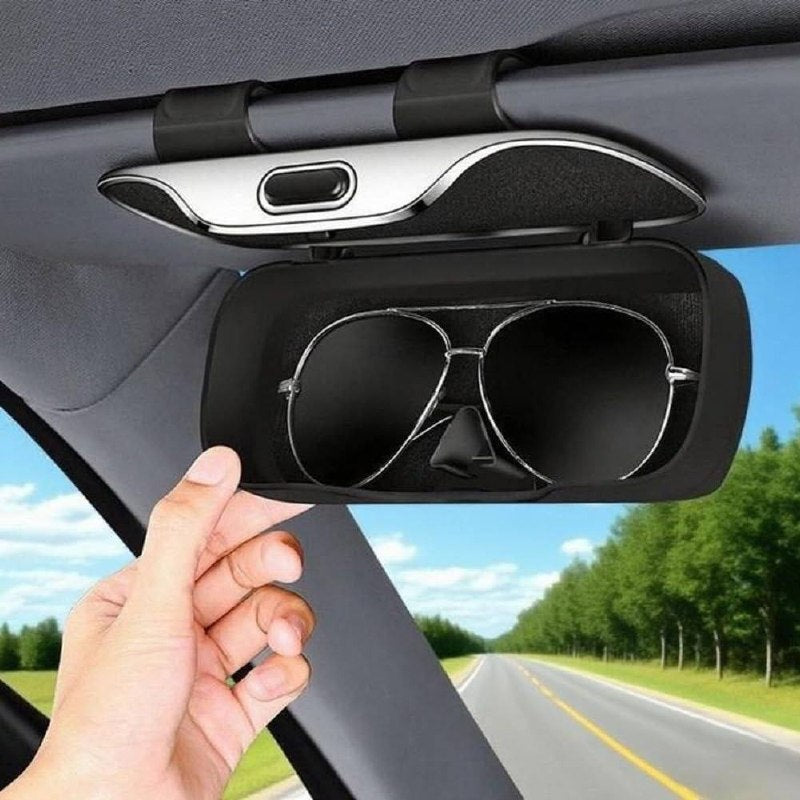 Étui à lunettes de voiture, boîte de visière automobile, support de lunettes de soleil portable حافظة نظارات للسيارة، صندوق واقي الشمس للسيارة، حامل نظارات شمسية محمول
