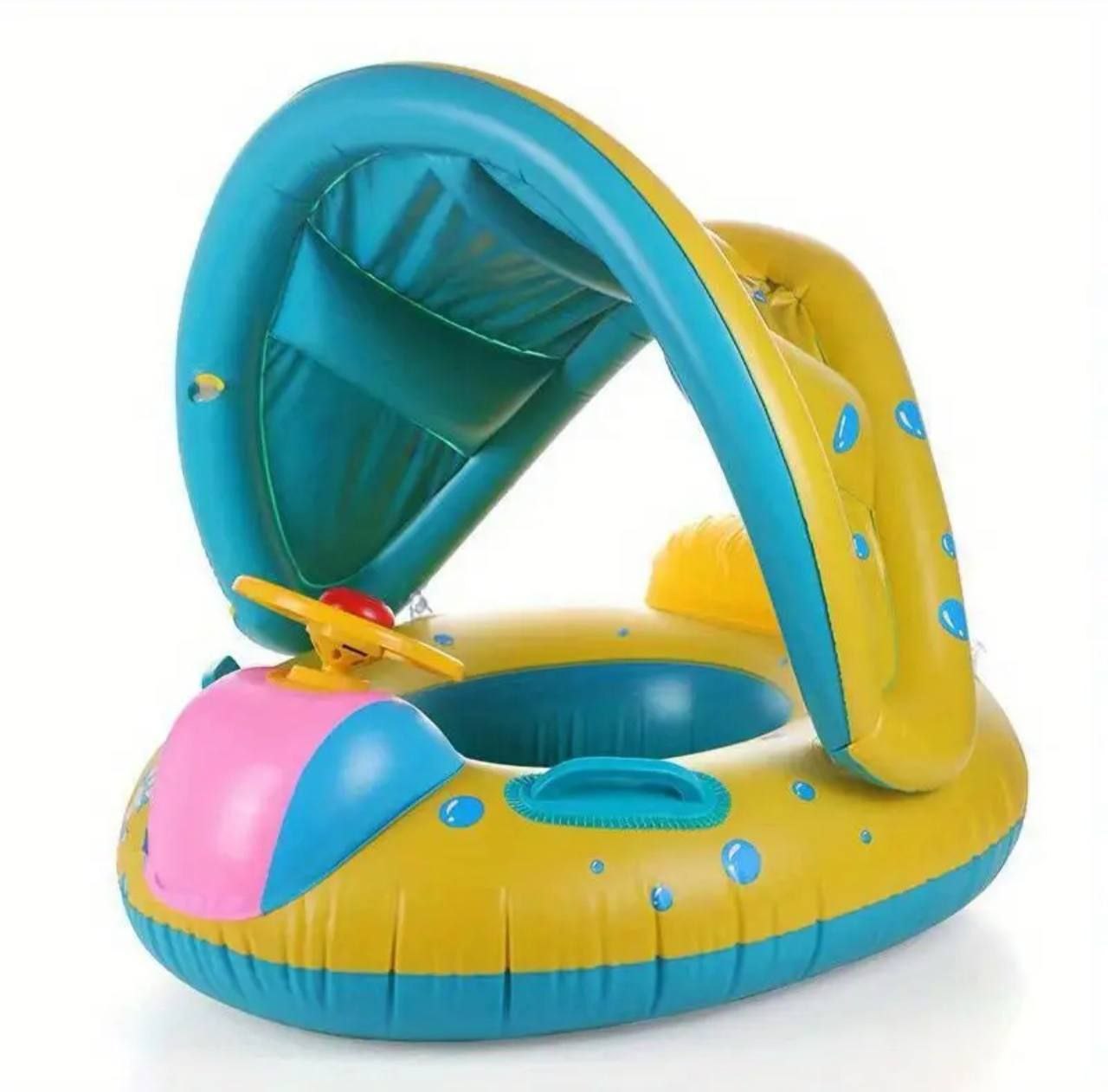 Bouée Bébé Siège avec Parasol Amovible, Bateau Gonflable مقعد عائم للأطفال مع مظلة شمسية قابلة للإزالة، قارب قابل للنفخ