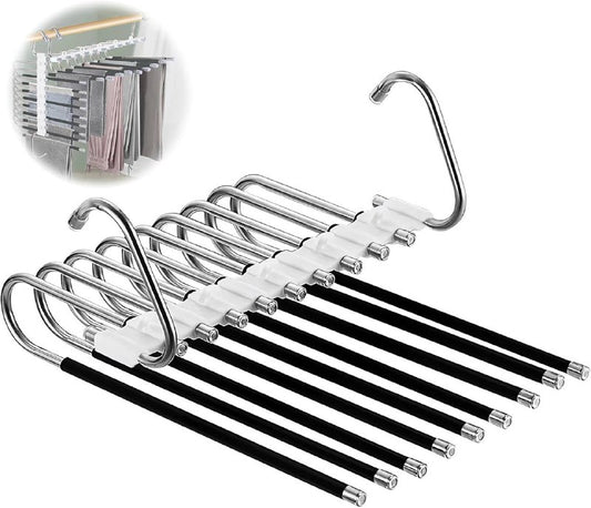 Cintres pour pantalons, peu encombrants en acier inoxydable شماعات بنطلونات من الفولاذ المقاوم للصدأ موفرة للمساحة، غير قابلة للانزلاق