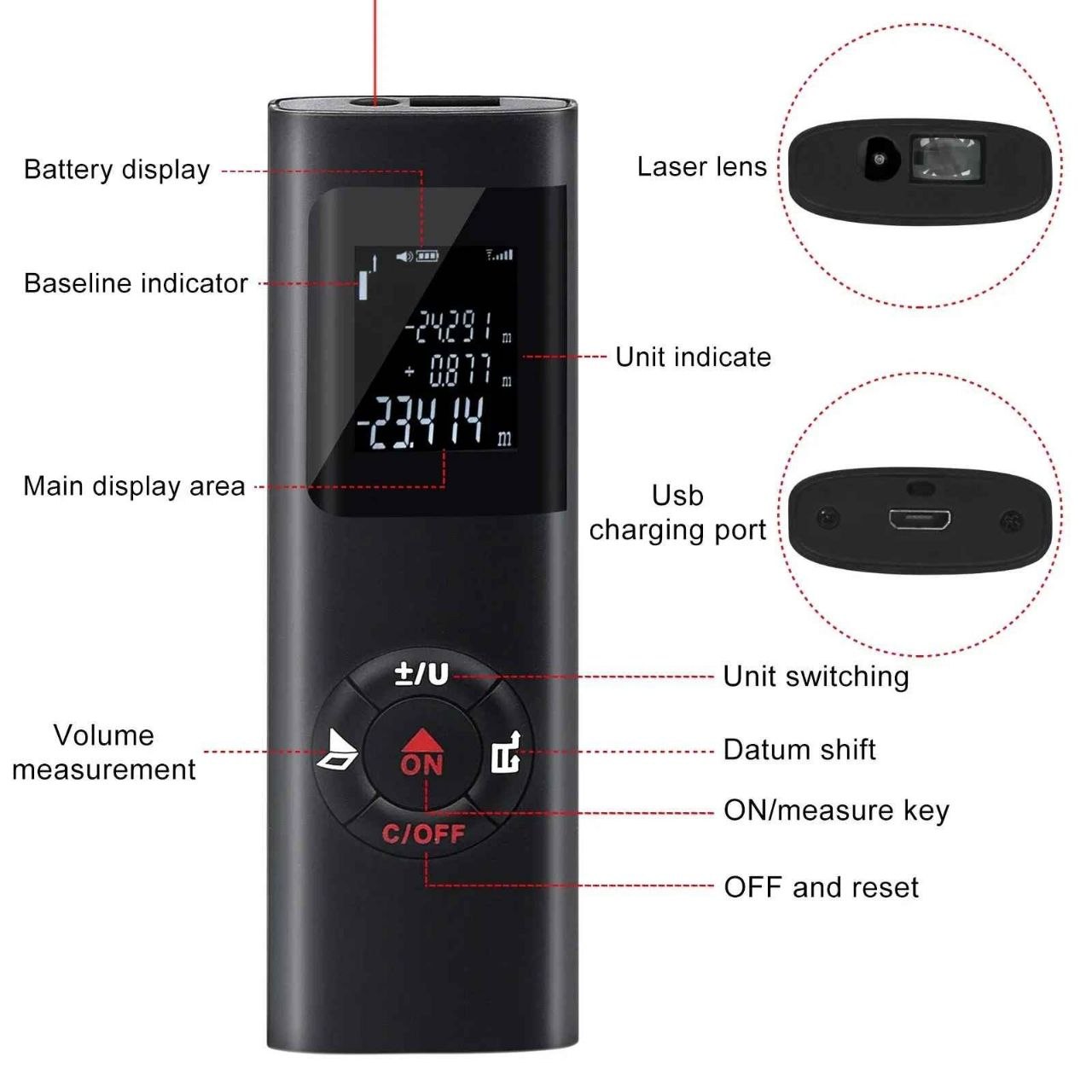 Télémètre laser numérique portable جهاز قياس المسافة بالليزر الرقمي المحمول