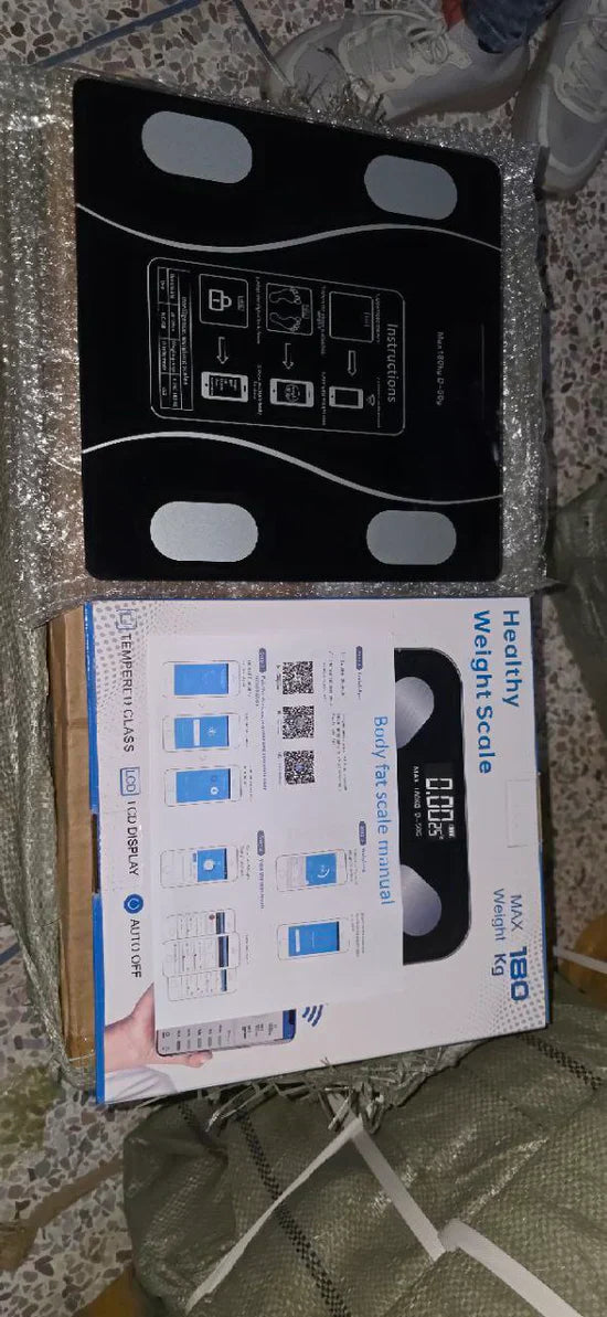 ميزان رقمي ذكي لقياس نسبة الدهون في الجسم ميزان الكتروني يعمل مع تطبيق Body Fat Scale balance impédancemètre connectée Balance Numérique Intelligente