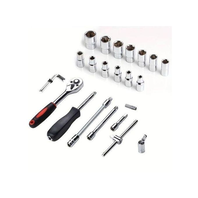 طقم أدوات إصلاح السيارات46 قطعة Set d'Outils de Réparation Automobile 46 Pièces avec Douilles