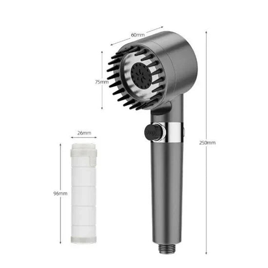 TURBOCHARGED SHOWER HEAD رشاشة دوش رأس دش عالي الضغط مع مرشح مدمج Pommeau de douche haute pression avec filtre intégré Turbocharged Shower Head