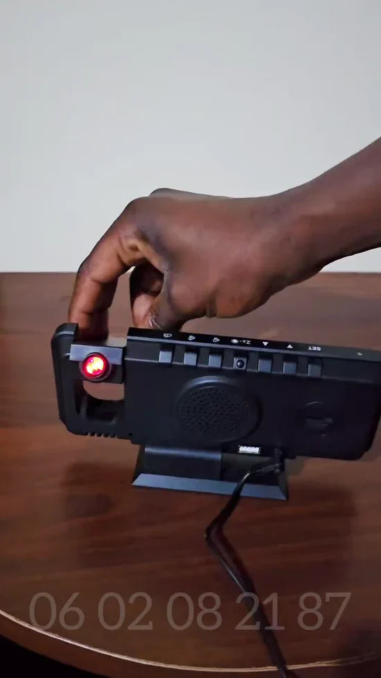 ساعة ذكية رقمية LED، منبه رقمي، ساعة إلكترونية للمكتب، شحن USB Horloge LED à projection numérique intelligente, réveil numérique