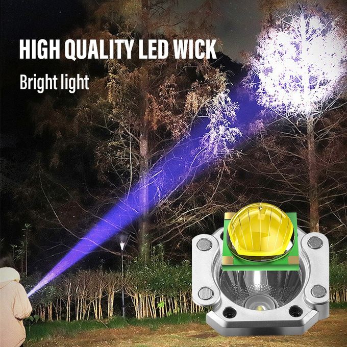 مصباح يدوي LED فائق السطوع مع مطرقة أمان وشحن عبر USB Lampe de poche LED super lumineuse avec marteau de sécurité, chargement