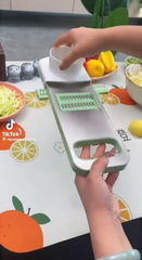 Set de Coupe-Légumes Multifonction avec Panier مجموعة قطاعات خضراوات متعددة الوظائف مكونة من 7 قطع