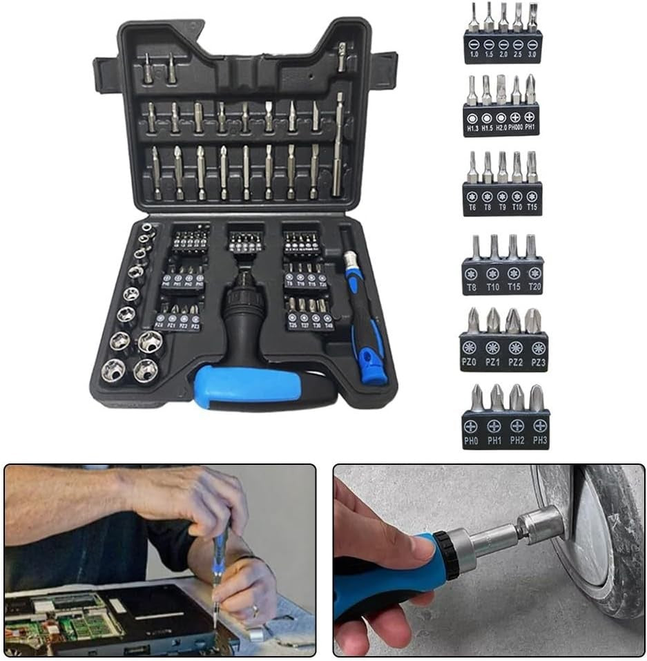 مجموعة مفكات براغي 115 قطعة Coffret  Kit de tournevis, design à cliquet réglable, compact et portable