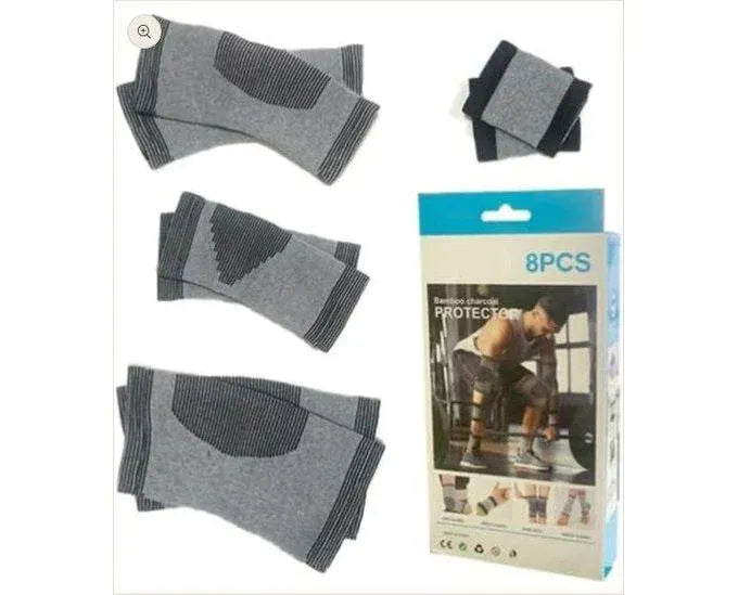 مجموعة معدات الحماية الرياضية، واقيات الذراع، واقيات المعصم، واقيات الركبة Ensemble de protections pour le fitness, protège-bras, protège-poignets, genouillères et protège-chevilles, ensemble de supports pour le corps