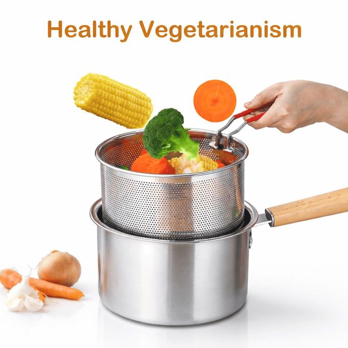 Friteuse en acier inoxydable Casserole قلاية الزيت مقلاة عميقة من الفولاذ المقاوم للصدأ مزودة بسلة قابلة للإزالة