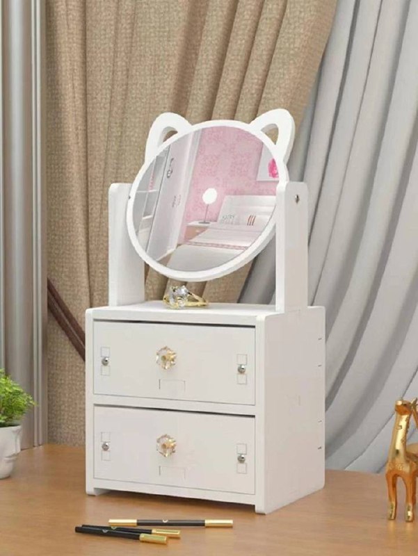 صندوق تخزين مجوهرات عصري مع مرآة للنساء لتنظيم المجوهرات Miroir décoratif portable avec boîte de rangement