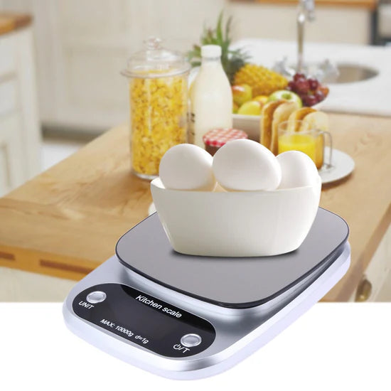 Balance de cuisson électronique numérique LCD, 10kg, argent ميزان طهي إلكتروني رقمي بشاشة LCD