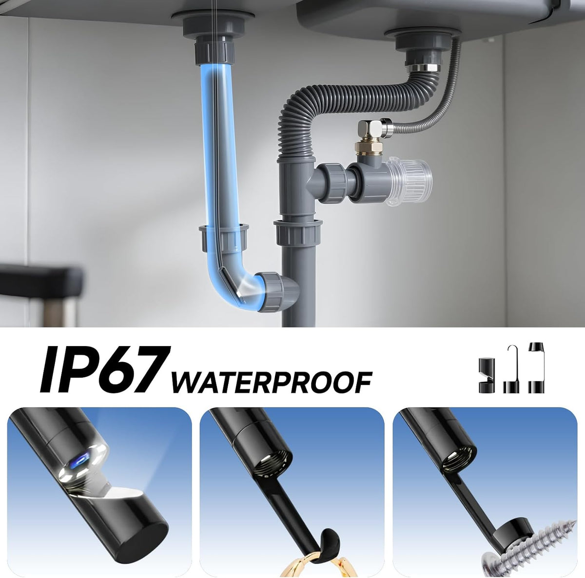 منظار داخلي بدقة 1920P HD مع إضاءة LED، كاميرا فحص Endoscope HD 1920P avec éclairage LED, caméra d'inspection sans WiFi