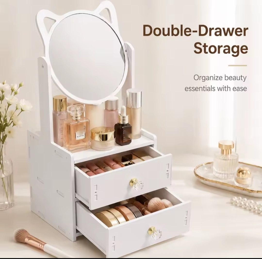 مرآة مكياج مع درج منظم مكتب Miroir de Maquillage avec Tiroir Organisateur de Bureau Cabilock