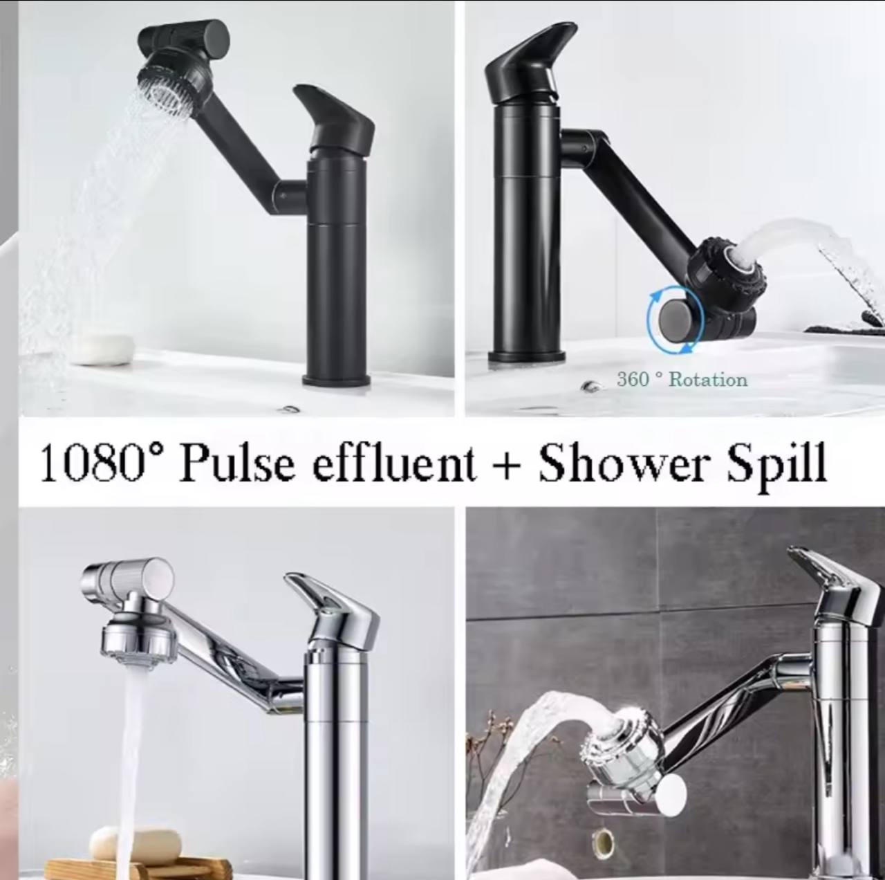 خلاط صنبور حوض المطبخ الأسود 2في1 Robinet Évier de Cuisine Mélangeur Aérateur
