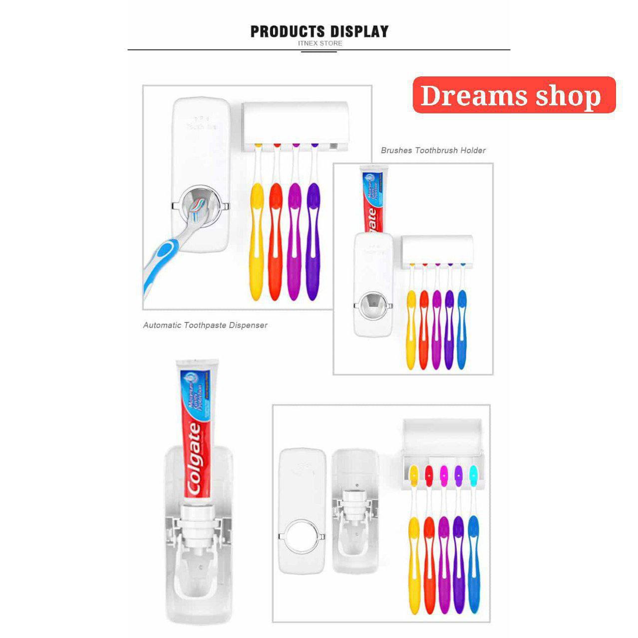 موزع معجون أسنان أوتوماتيكي مع حامل فرشاة الأسنان 5في1Toothpaste Dispenser