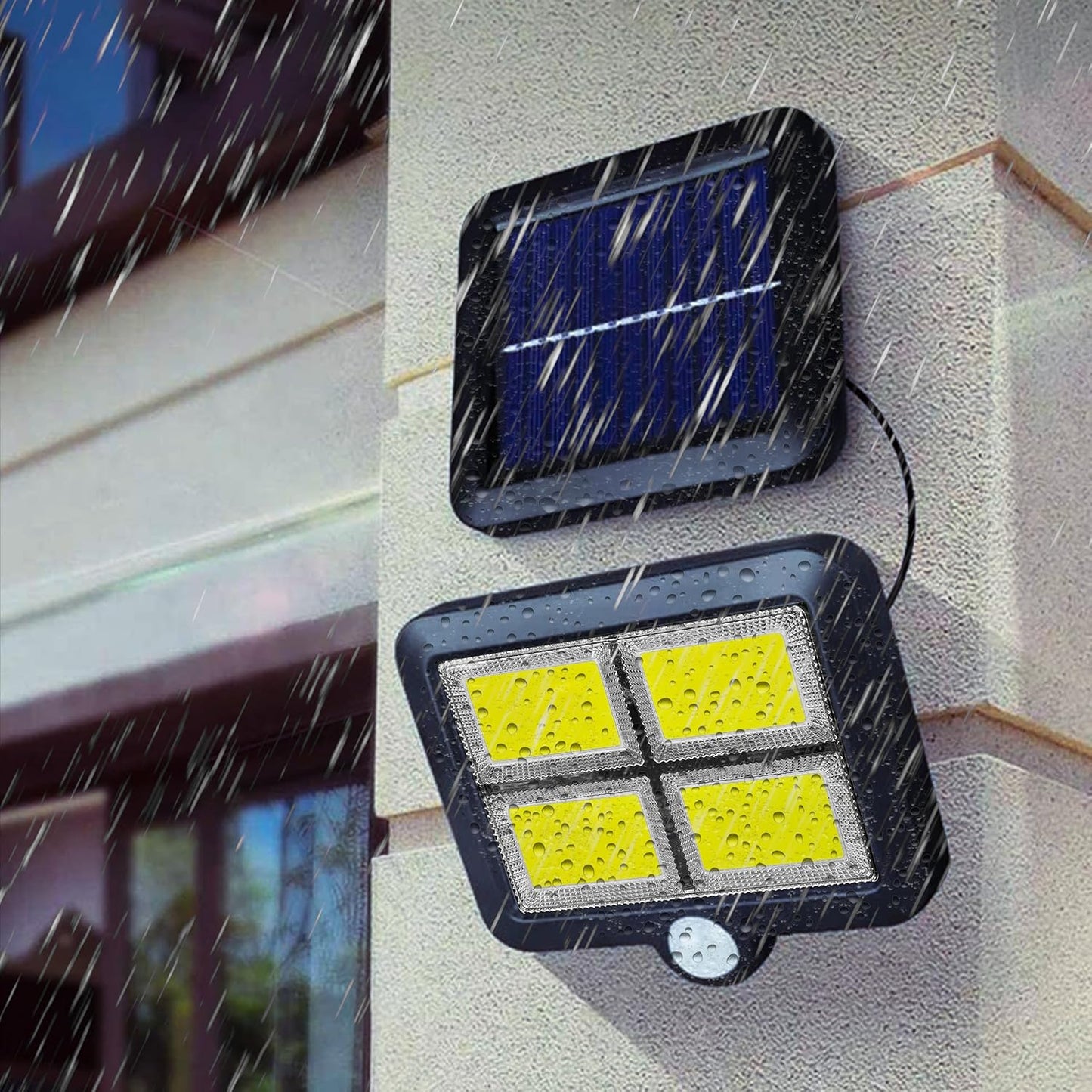 ضوء الجدار الشمسي ضوء ماء الطوارئ Solar sensor light  Lampes solaires d'extérieur avec détecteur de mouvement,128 LED