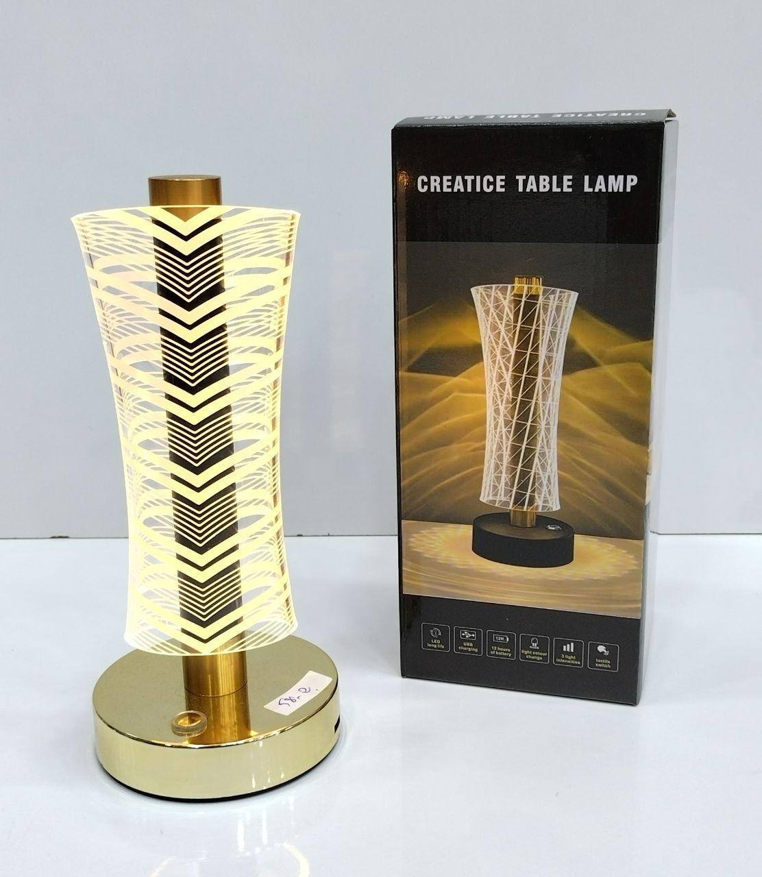 مصباح طاولة LED يعمل باللمس بثلاثة أضواء، قابل لإعادة الشحن عبر USB Creatice table lamp