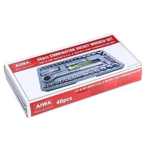 مجموعة مفاتيح ربط مزدوجة 40 قطعة 40Pc Combination Socket Wrench Set Jeu de 40 clés à douille mixtes