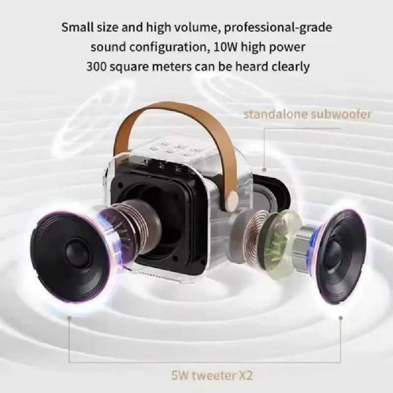 Mini haut-parleur karaoké sans fil Bluetooth K12 مكبر صوت كاريوكي لاسلكي صغير بتقنية بلوتوث K12 مع ميكروفونين