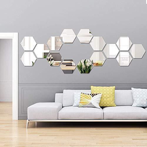 Miroirs autocollants en acrylique argenté 6PCS