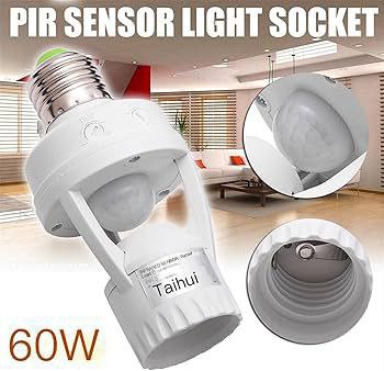قاعدة مصباح E27 بقدرة 60 واط مزودة بمستشعر حركة PIR لمصابيح LED Douille lampe détecteur de mouvement PIR E27 60W pour ampoules LED
