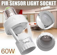 قاعدة مصباح E27 بقدرة 60 واط مزودة بمستشعر حركة PIR لمصابيح LED Douille lampe détecteur de mouvement PIR E27 60W pour ampoules LED