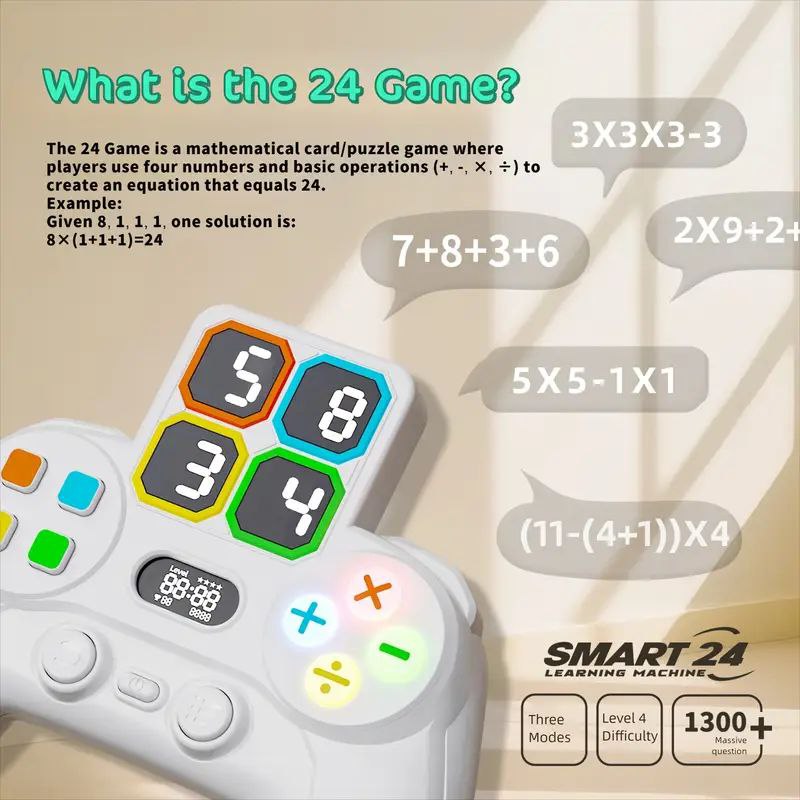 Mathematics smart 24 وحدة تحكم ألغاز رياضيات مع شاشة، للأطفال