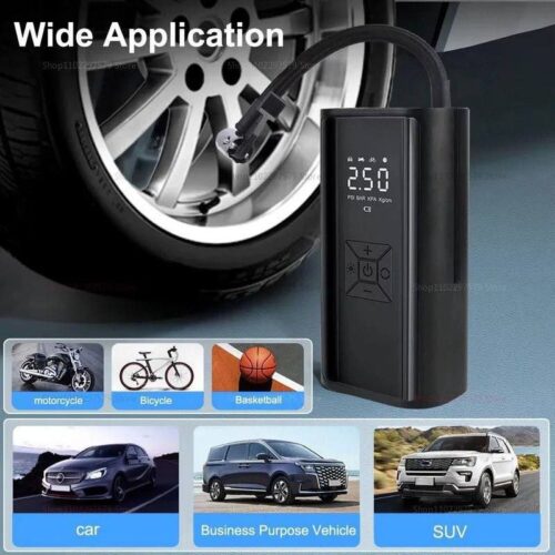 Compresseur d'air portable sans fil آلة نفخ العجلات إلكترونية محمولة، ذكية وسهلة الاستعمال