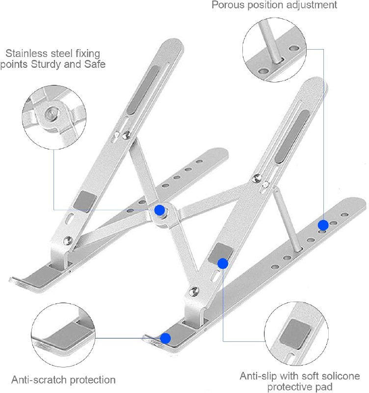 حامل ألومنيوم قابل للطي لأجهزة الكمبيوتر المحمولة واللوحية Support pliable en aluminium pour ordinateur portable et tablette