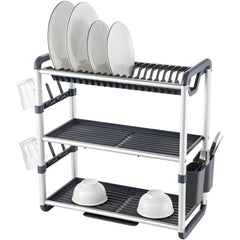 Egoutoir à vaisselle de cuisine à 3 niveaux رف تجفيف أطباق المطبخ بثلاث طبقات