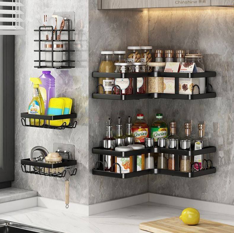 Étagère de Rangement d'angle  منظم رفوف تخزين زاوية للحمام والمطبخ والدش لا حاجة للثقب Organisateur Coin Salle de Bain Cuisine ne Douche SANS perçage