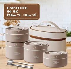 Lunch Box مجموعة صناديق الغداء المعزولة للمنزل والمحمولة