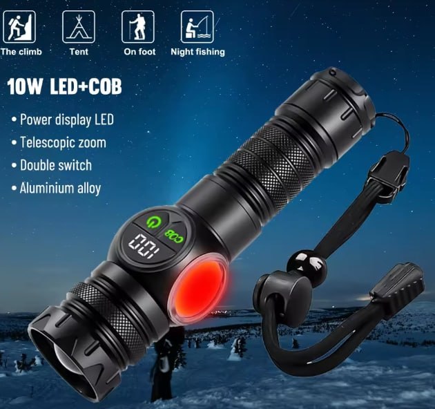 مصباح يدوي LED فائق القوة 3في1 قابل لإعادة الشحن Lampe Torche LED Ultra Puissante 3-en-1