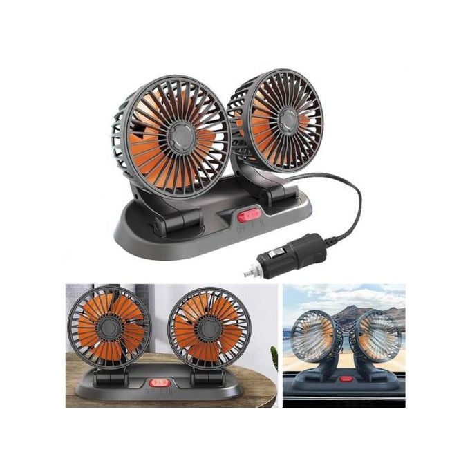 Ventilateur Voiture 24V De Refroidissement Allume Cigare Double Tête à Vitesses à double tête مروحة سيارة برأسين