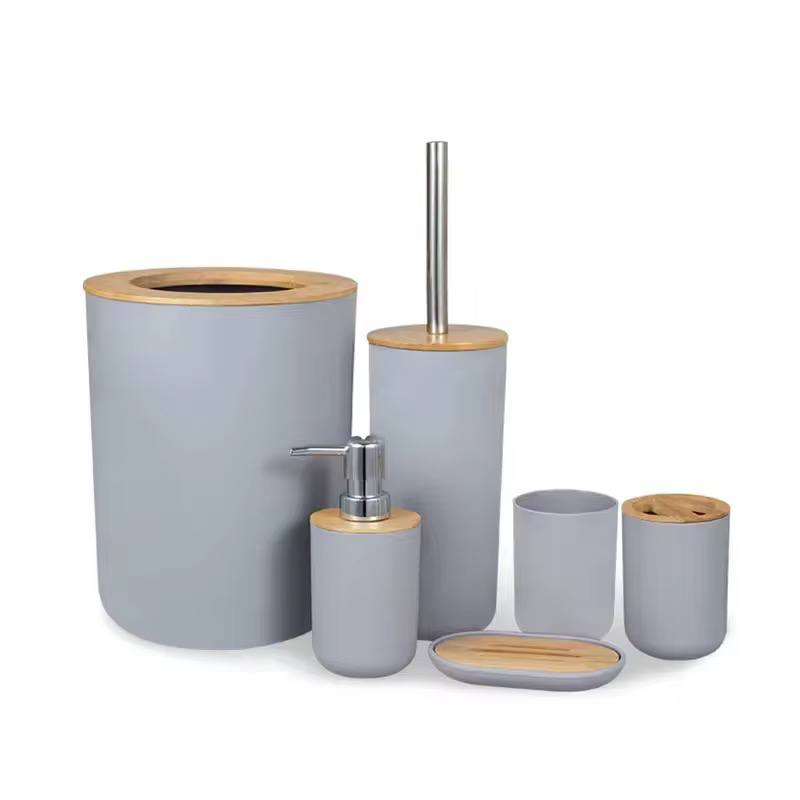 Ensemble Accessoires Salle de Bain 6 Pièces Moderne Distributeur de Savon, Brosse WC, Porte Savon et Gobelet طقم إكسسوارات حمام
