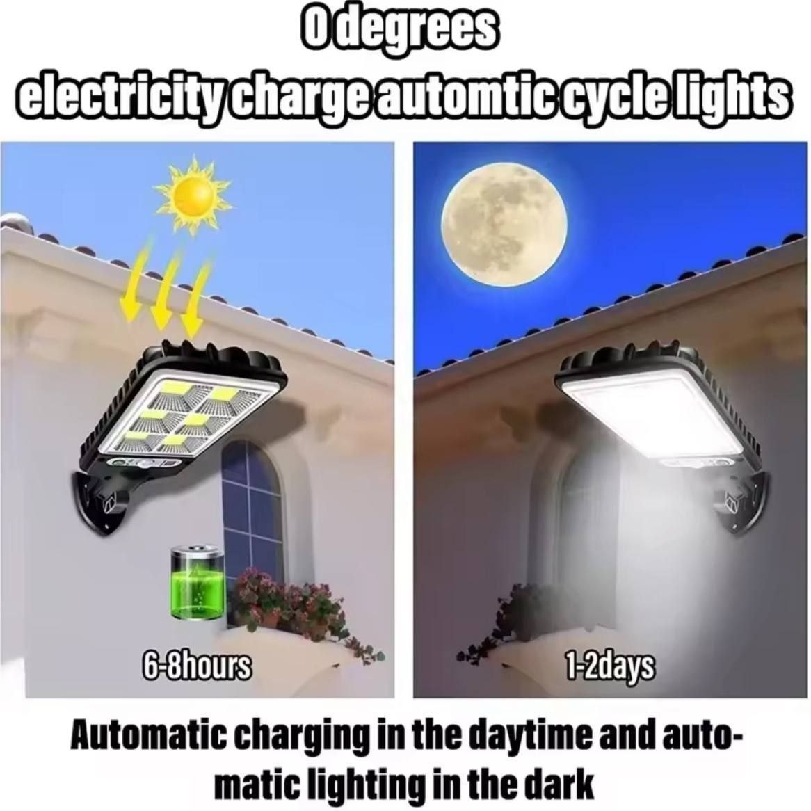 Lampe LED solaire extérieure autonome nuit مصباح LED شمسي خارجي مستقل للإضاءة الليلية