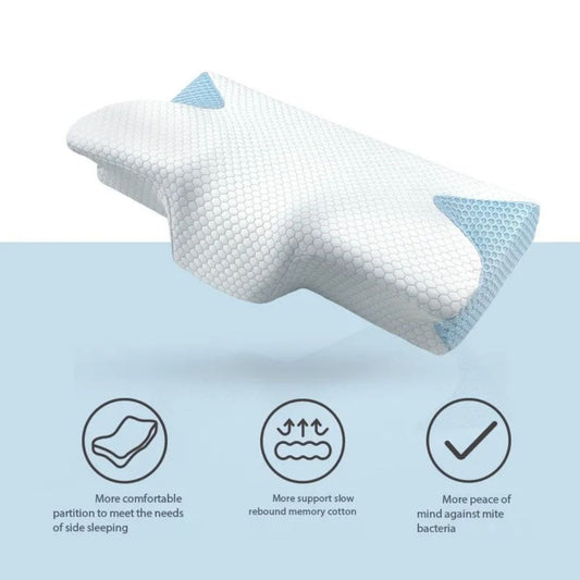 Oreiller orthopédique وسادة تقويم العظام من إسفنج الذاكرة على شكل فراشة، وسادة رقبة ناعمة بطيئة الارتداد