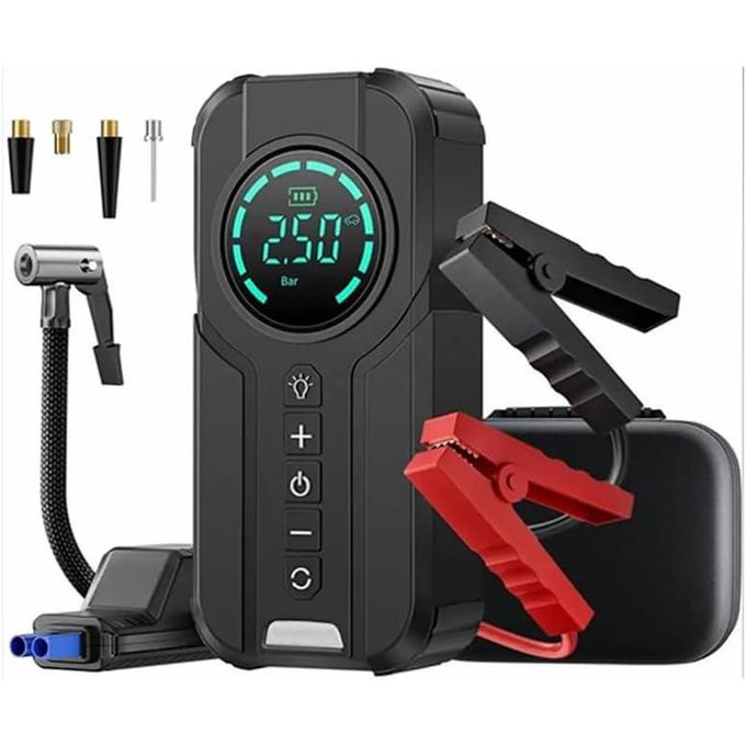 جهاز تشغيل بطارية السيارة المحمول 4 في 1 مع ضاغط هواء Démarreur de batterie de voiture portable 4-en-1 avec compresseur d'air