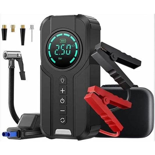 جهاز تشغيل بطارية السيارة المحمول 4 في 1 مع ضاغط هواء Démarreur de batterie de voiture portable 4-en-1 avec compresseur d'air