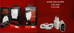 2USB Charger AC100V-240V 50-60Hz 2.4A 12W