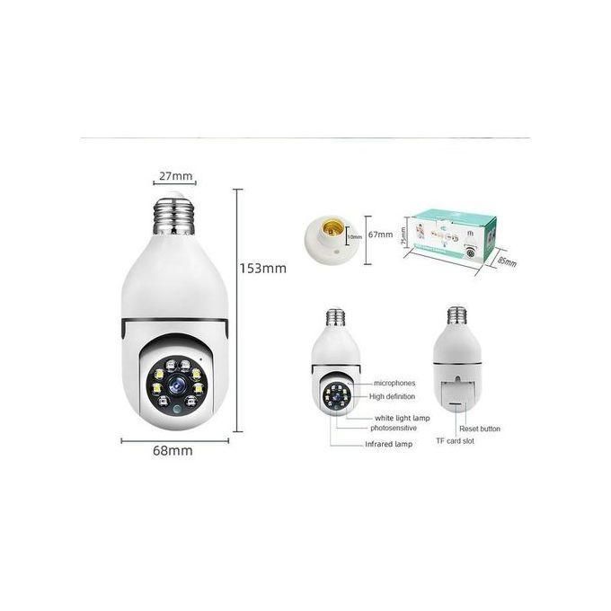 كاميرا أمان ذكية لاسلكية على شكل لمبة Caméra intelligente WiFi ampoule de sécurité 1080P 360 degrés caméra panoramique vision sans fil