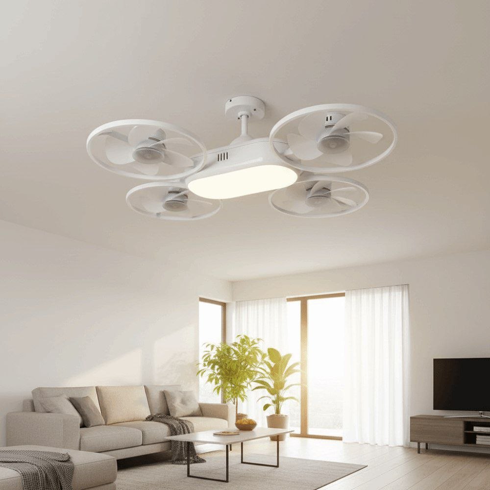 Ventilateur de plafond avec télécommande et éclairage intégré مروحة سقف على شكل طائرة بدون طيار مع إضاءة وجهاز تحكم عن بعد
