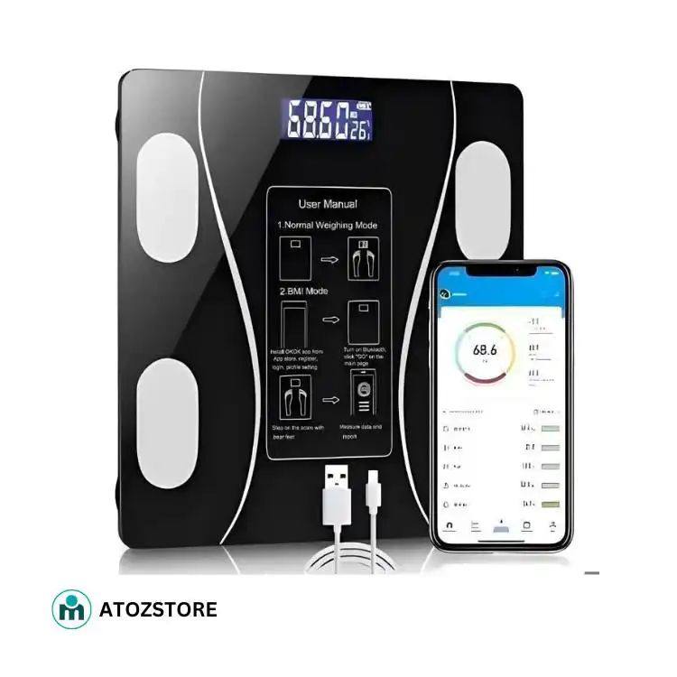 ميزان ذكي بتقنية البلوتوث، ميزان إلكتروني لفقدان الوزن Balance de pesée intelligente Bluetooth Balance électronique