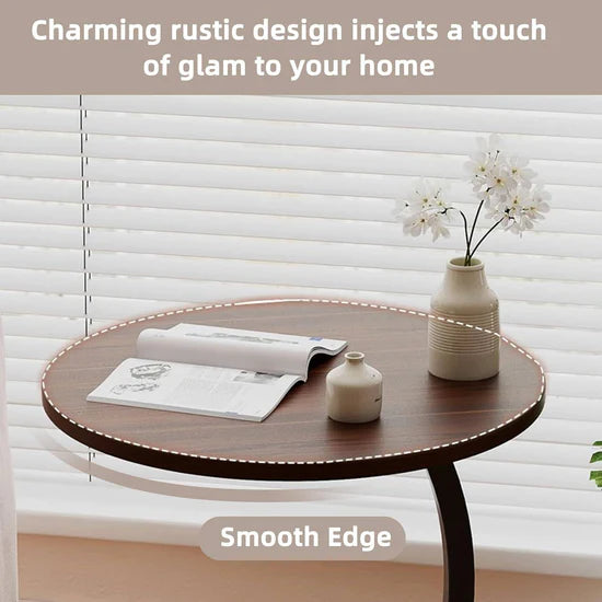 طاولة جانبية دائرية خشب بتصميم عصري