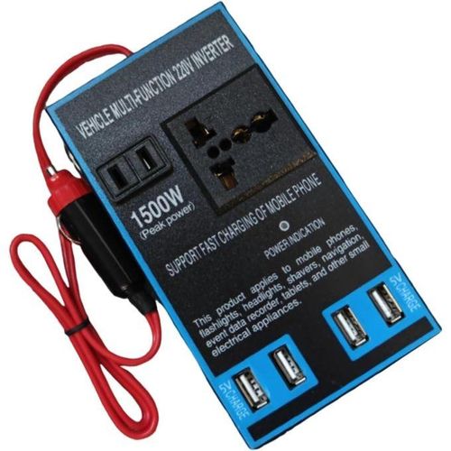 Convertisseur de Voiture 1500W 12V à 220V avec Prises USB Charge Rapide