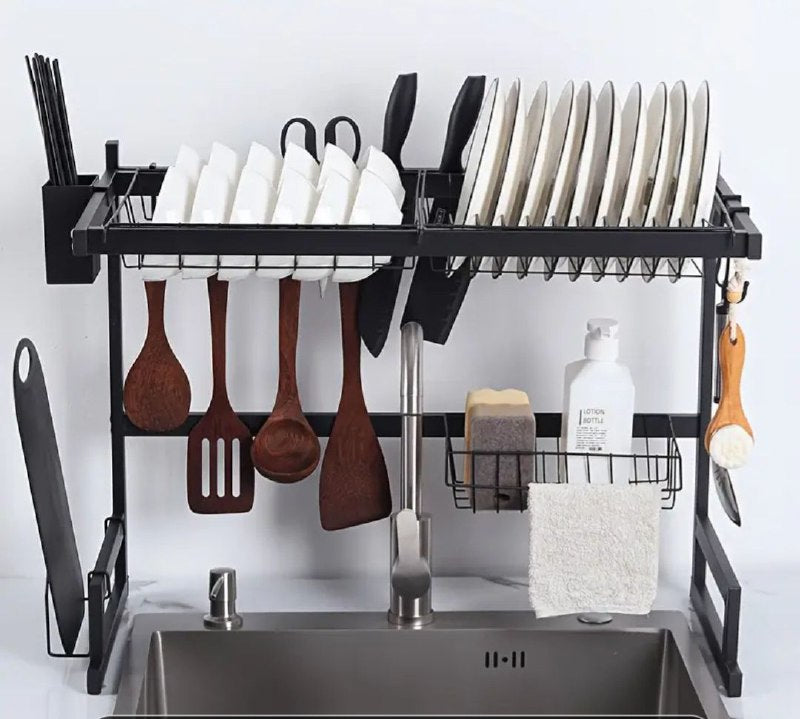 مصفاة أطباق متينة من الفولاذ الكربوني بتصميم قابل للطي Égouttoir à vaisselle robuste en acier au carbone