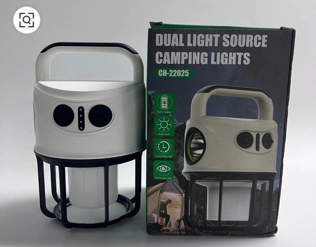 مصباح تخييم LED قابل لإعادة الشحن بإضاءة مزدوجة CH-22025 Dual Light Source Camping Lights Lampe de Camping LED Rechargeable Double Éclairage