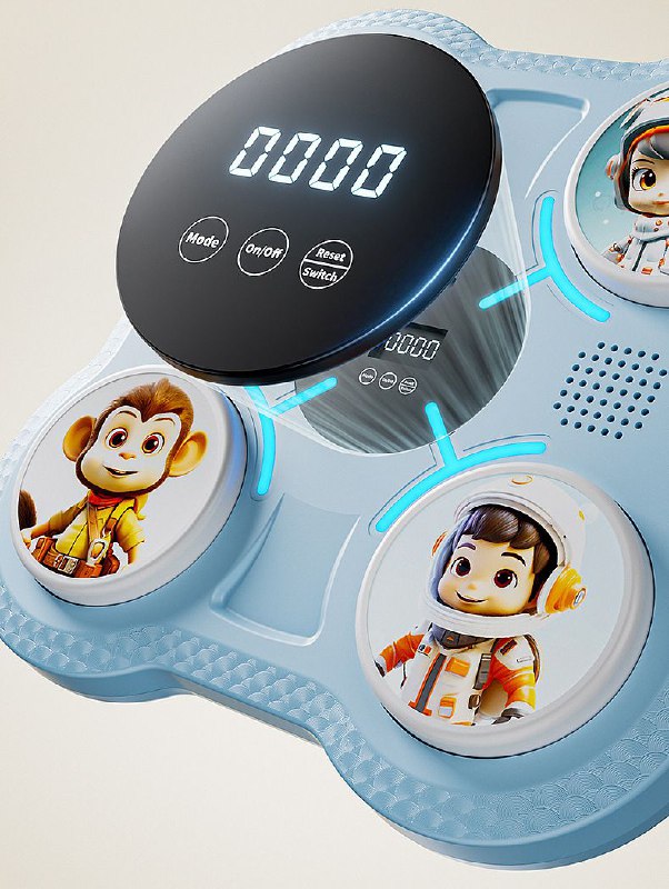 Kids Interactive Boxing Pad with Stickers جهاز الملاكمة التفاعلي للأطفال مزود بملصقات شخصيات ممتعة وأضواء تفاعلية